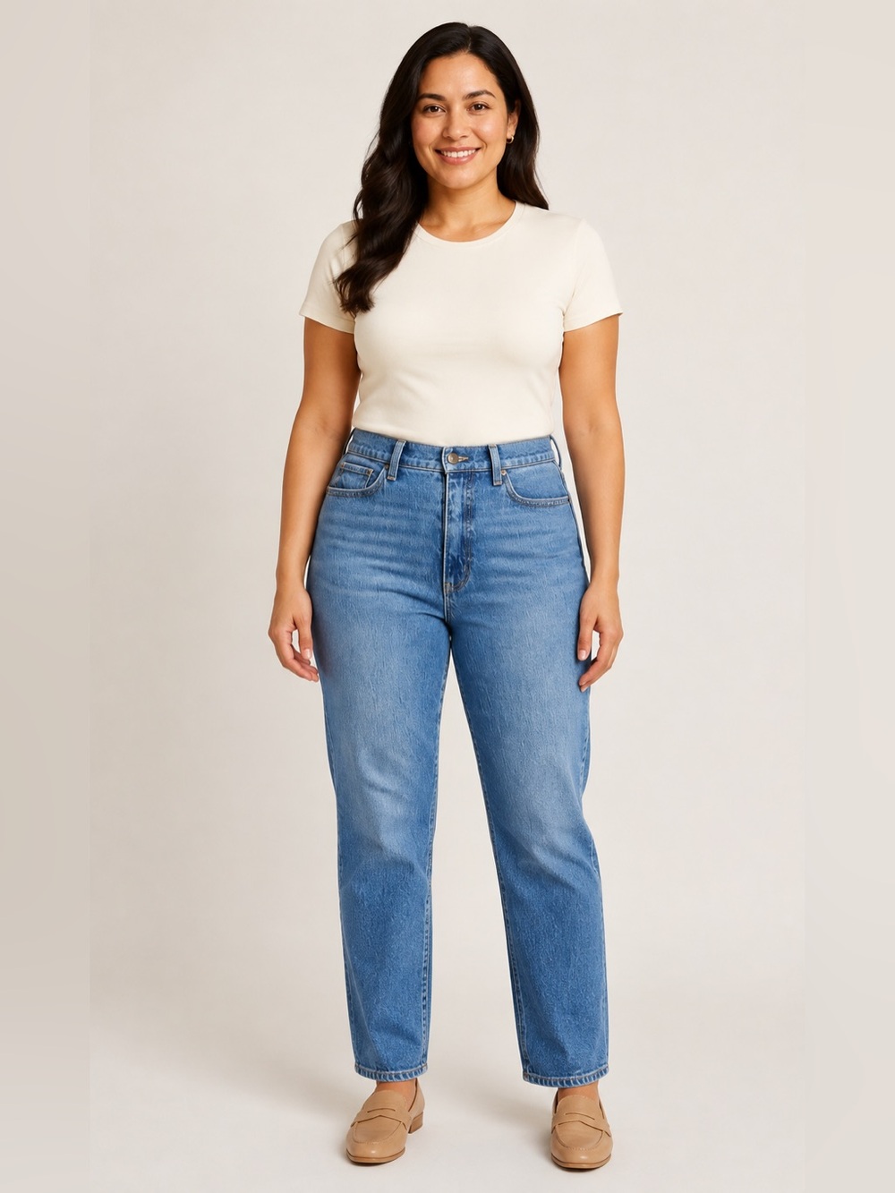 Time and Tru Women’s Straight-Leg Jeans in Medium Blue